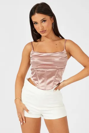 Pink Satin Cami Sleeveless Strap