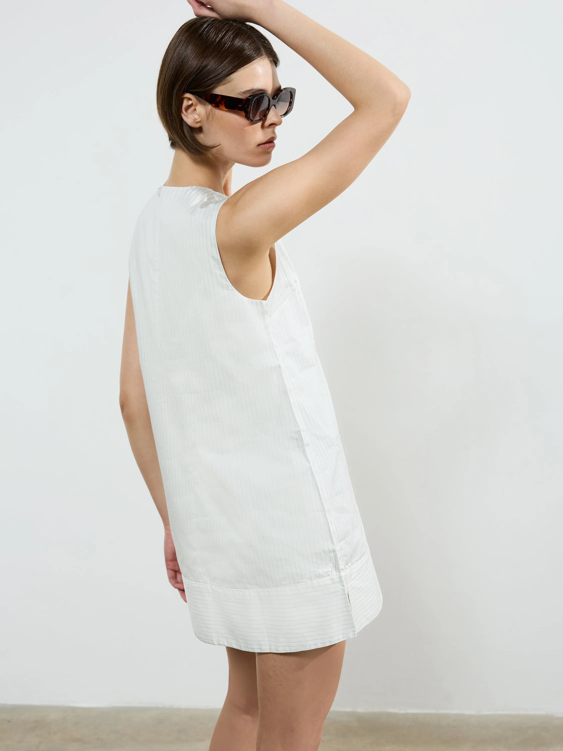 Pinstripe Sleeveless Shift Dress