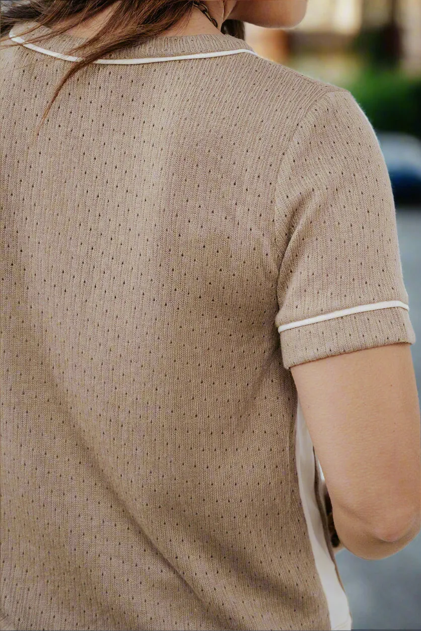 Piped Trim Knit Tee