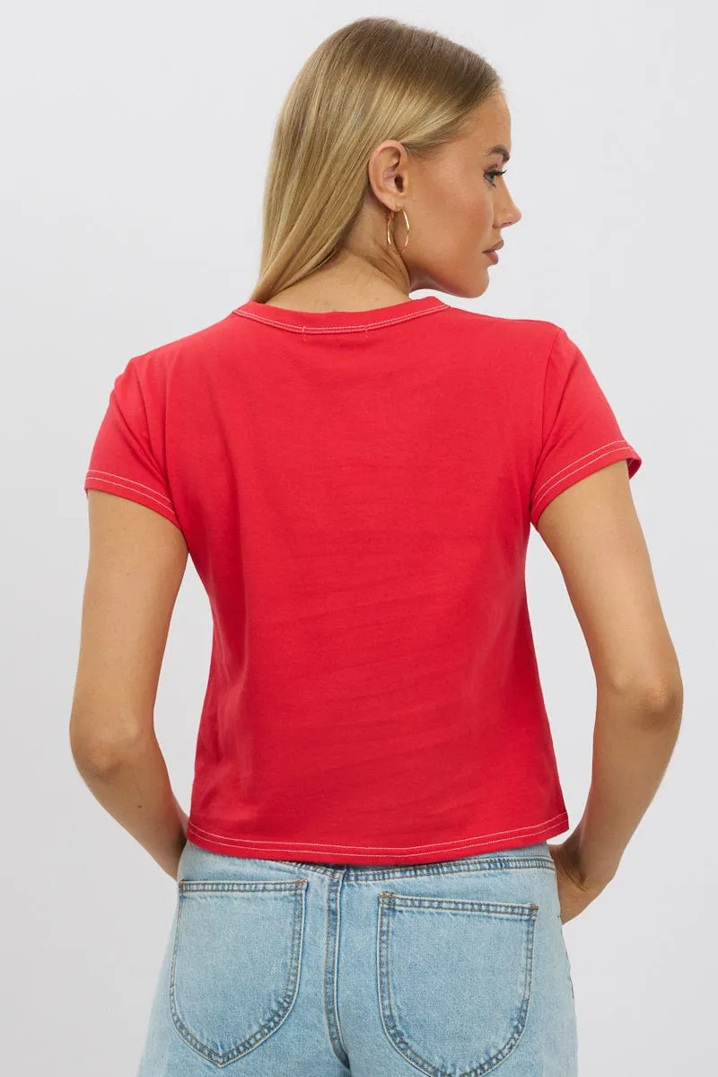 Red Graphic Tee Short Sleeve