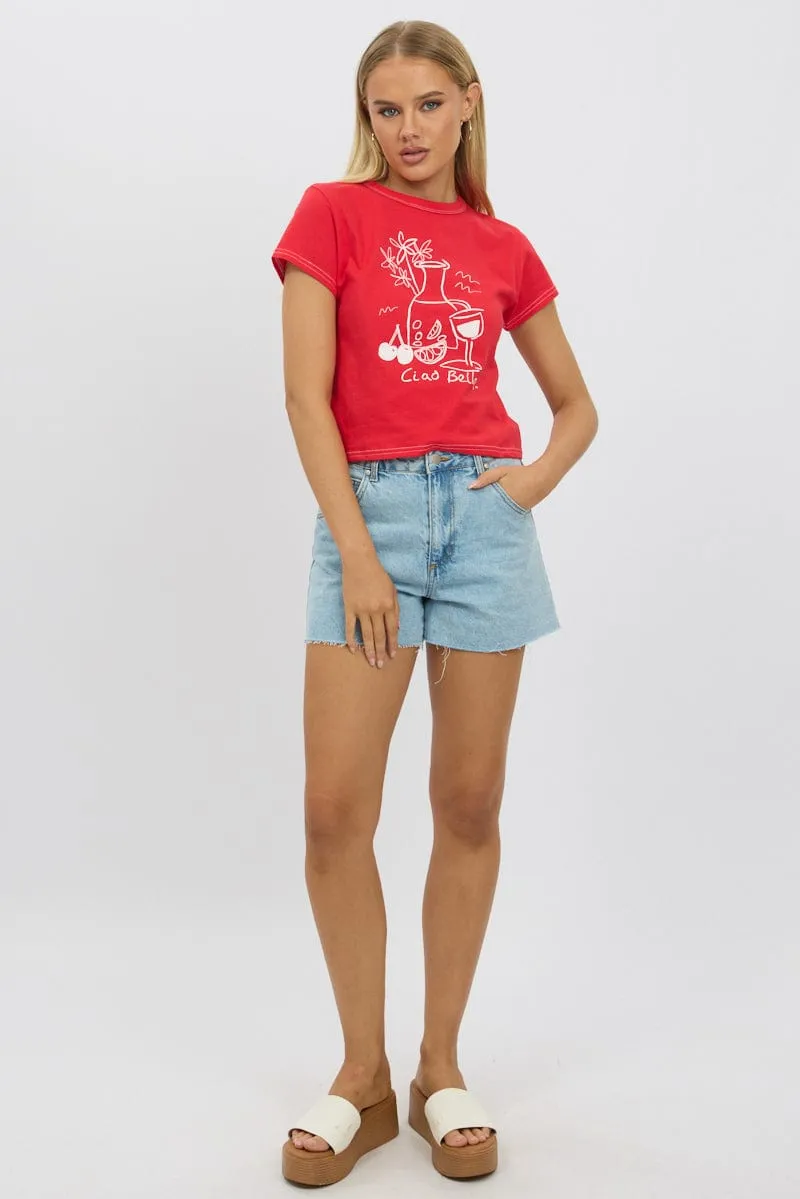 Red Graphic Tee Short Sleeve