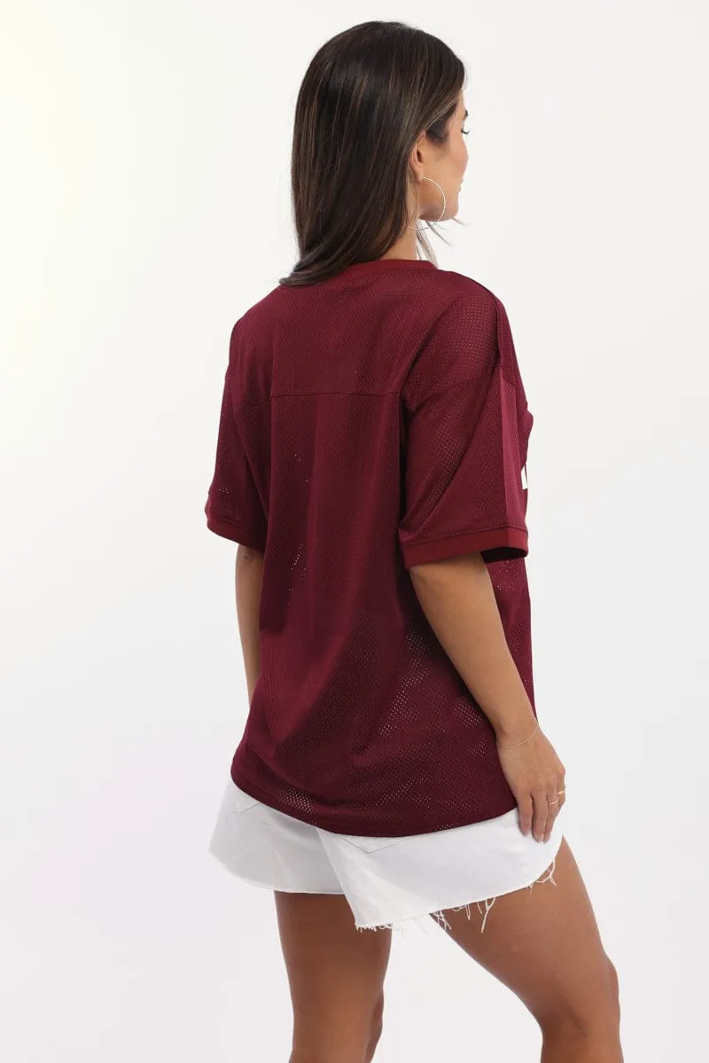 Red Sport Tee Short Sleeve V Neck
