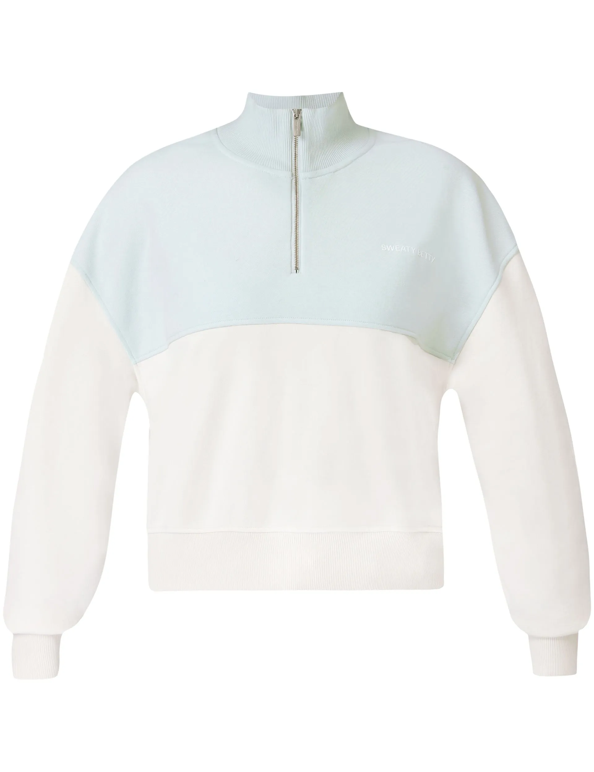 Revive Crop Half Zip - Day Break Blue Lily White