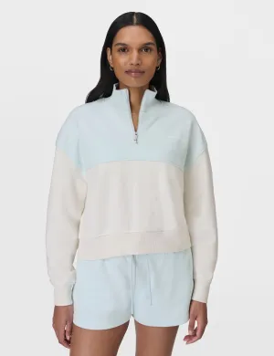 Revive Crop Half Zip - Day Break Blue Lily White
