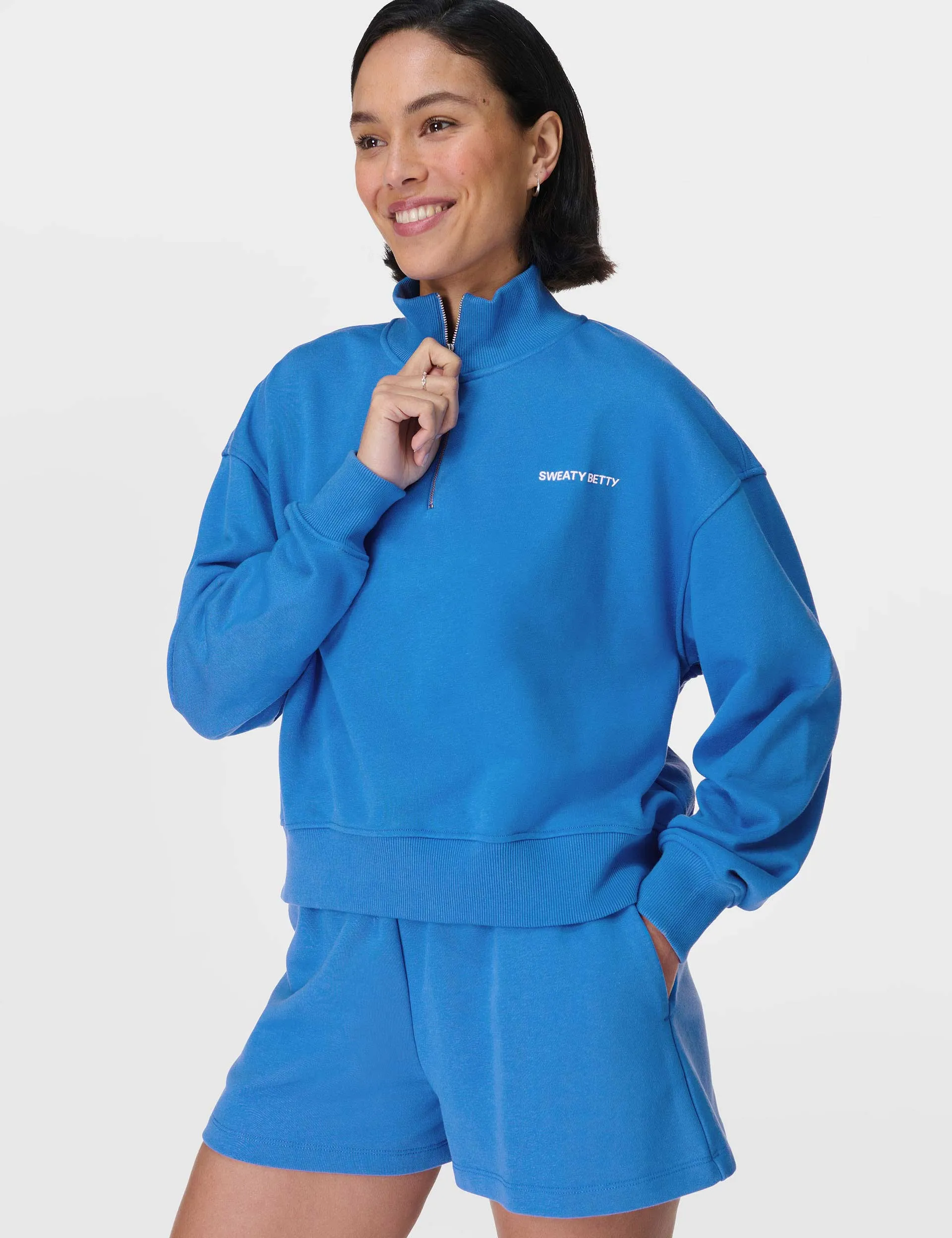 Revive Crop Half Zip - Tidal Blue