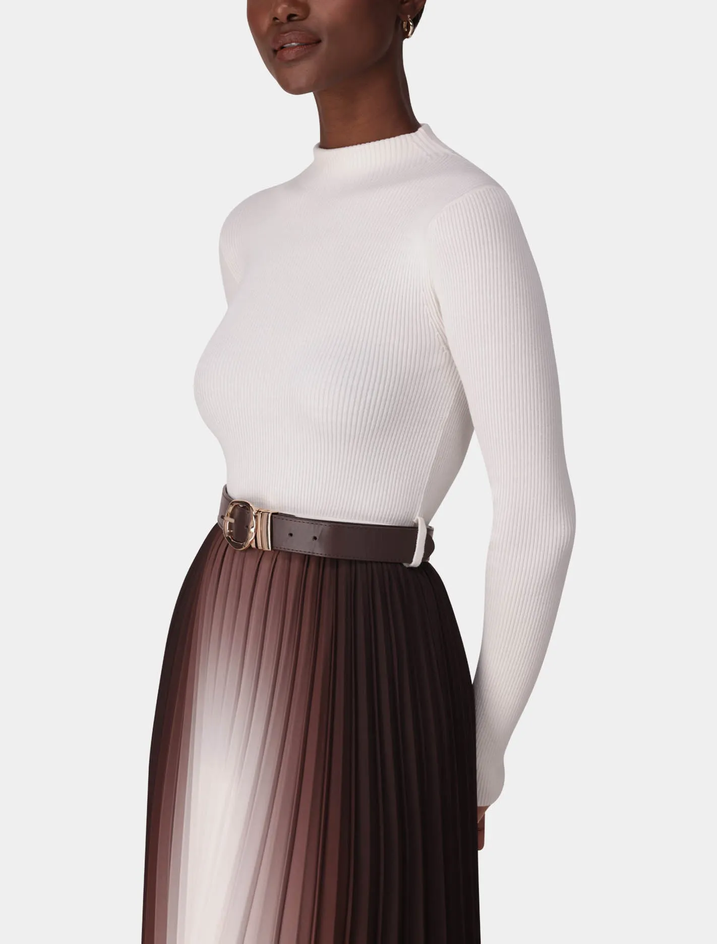 Riley Placement Ombre Pleat Midi Dress