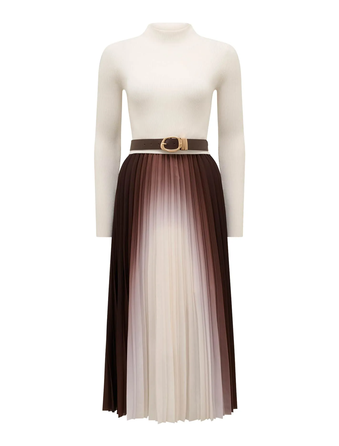 Riley Placement Ombre Pleat Midi Dress