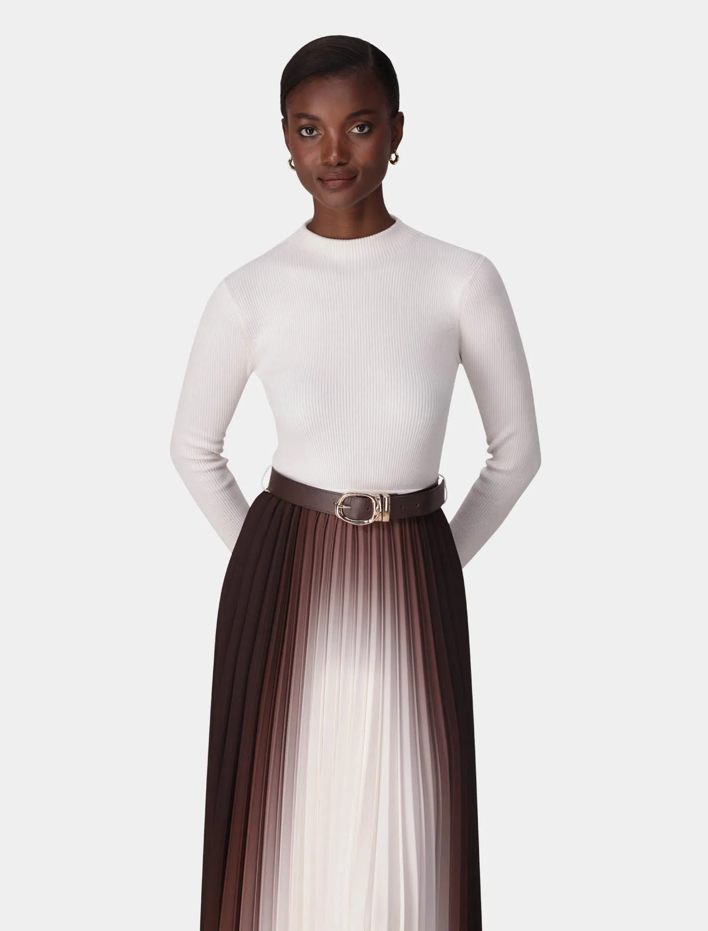 Riley Placement Ombre Pleat Midi Dress