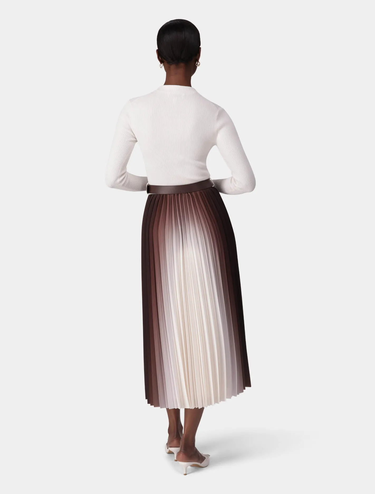 Riley Placement Ombre Pleat Midi Dress
