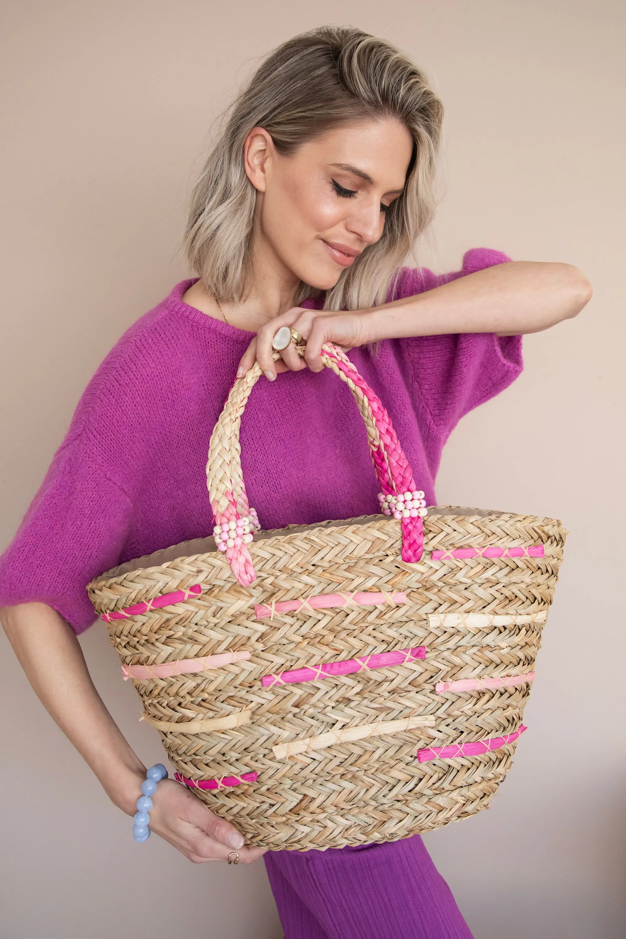 Rio Rotan Sand/Pink - Handtas