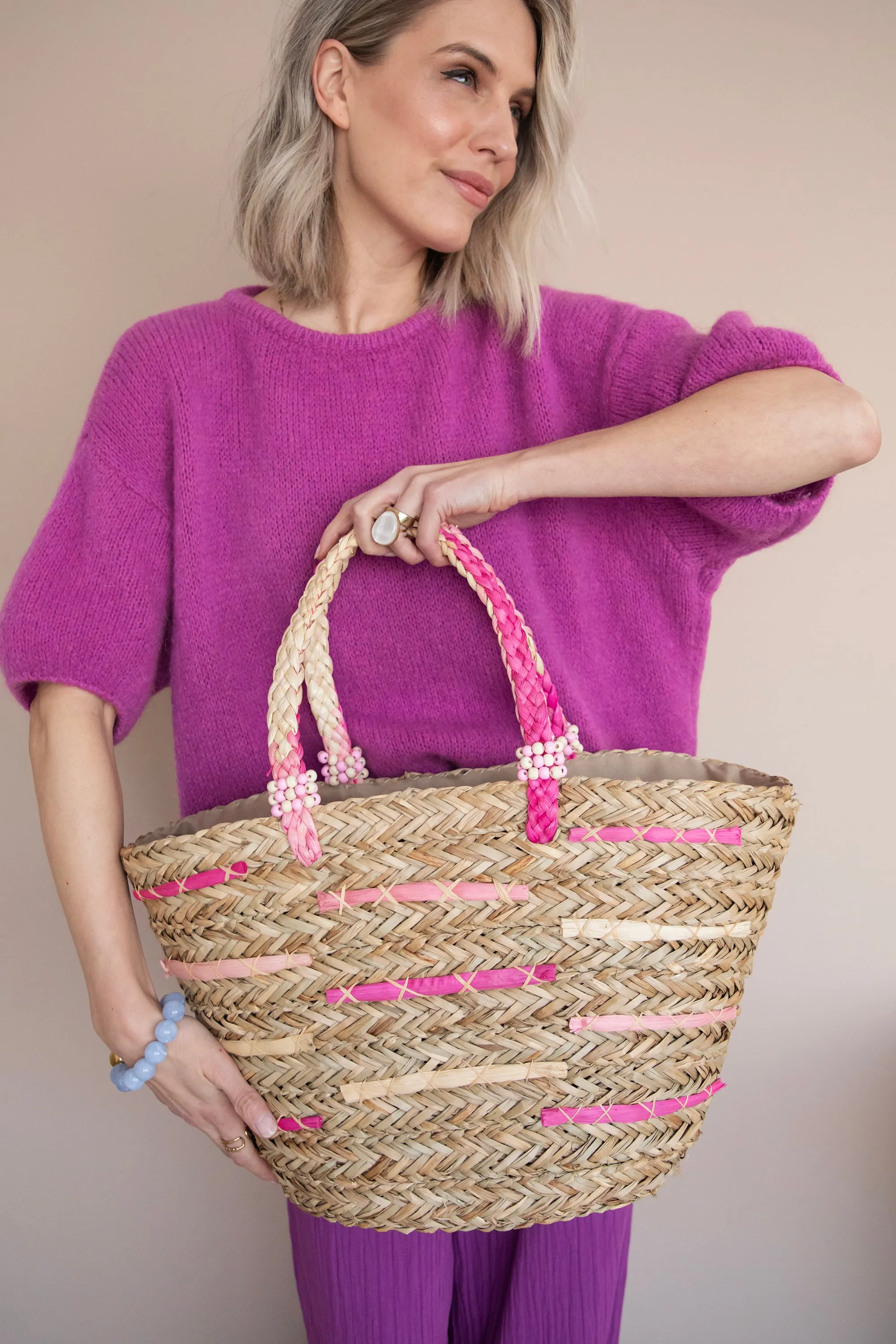 Rio Rotan Sand/Pink - Handtas