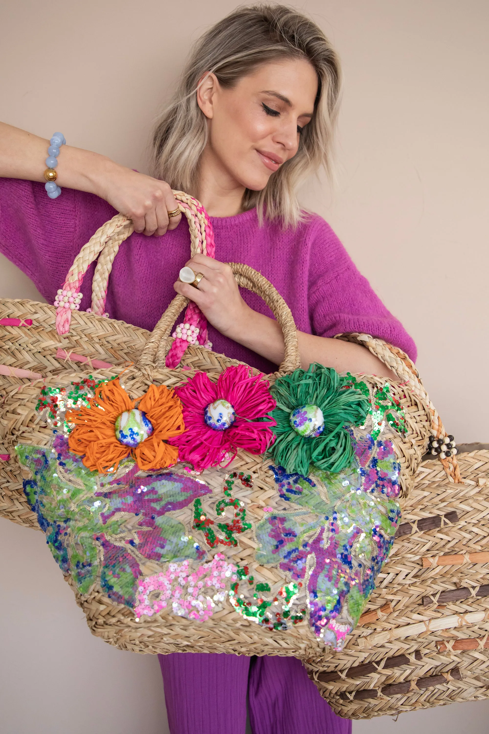 Rio Rotan Sand/Pink - Handtas