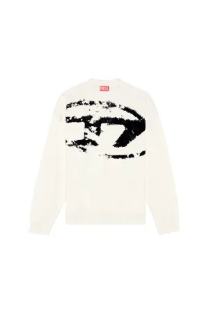 S-Boxt-N5 Sweatshirt with distressed flocked logo Off White/Blue