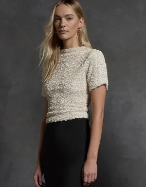 Sacha Top Ivory Sequinned Velvet - Australian Made