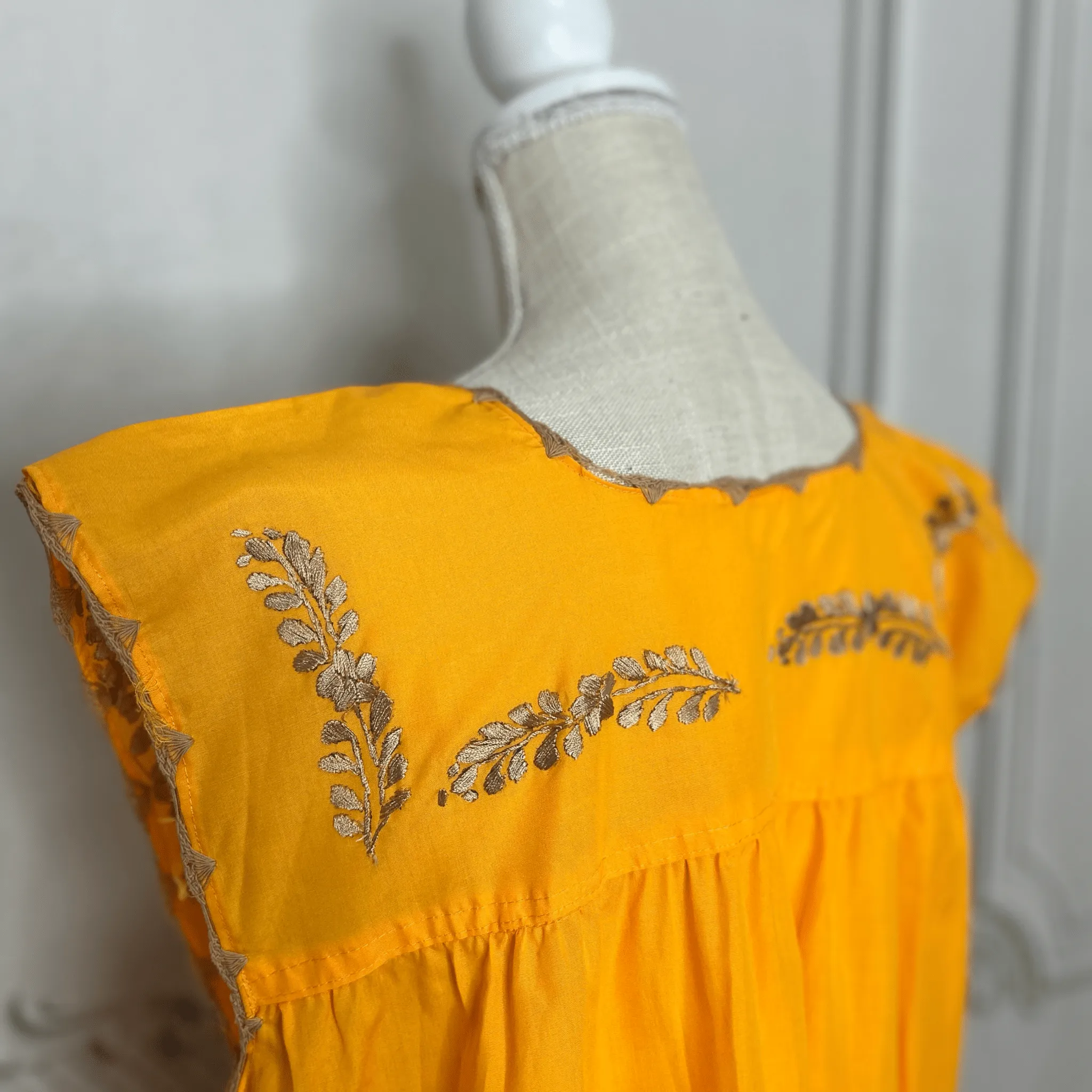 San Antonino Mexican Sleeveless Dress - Gold