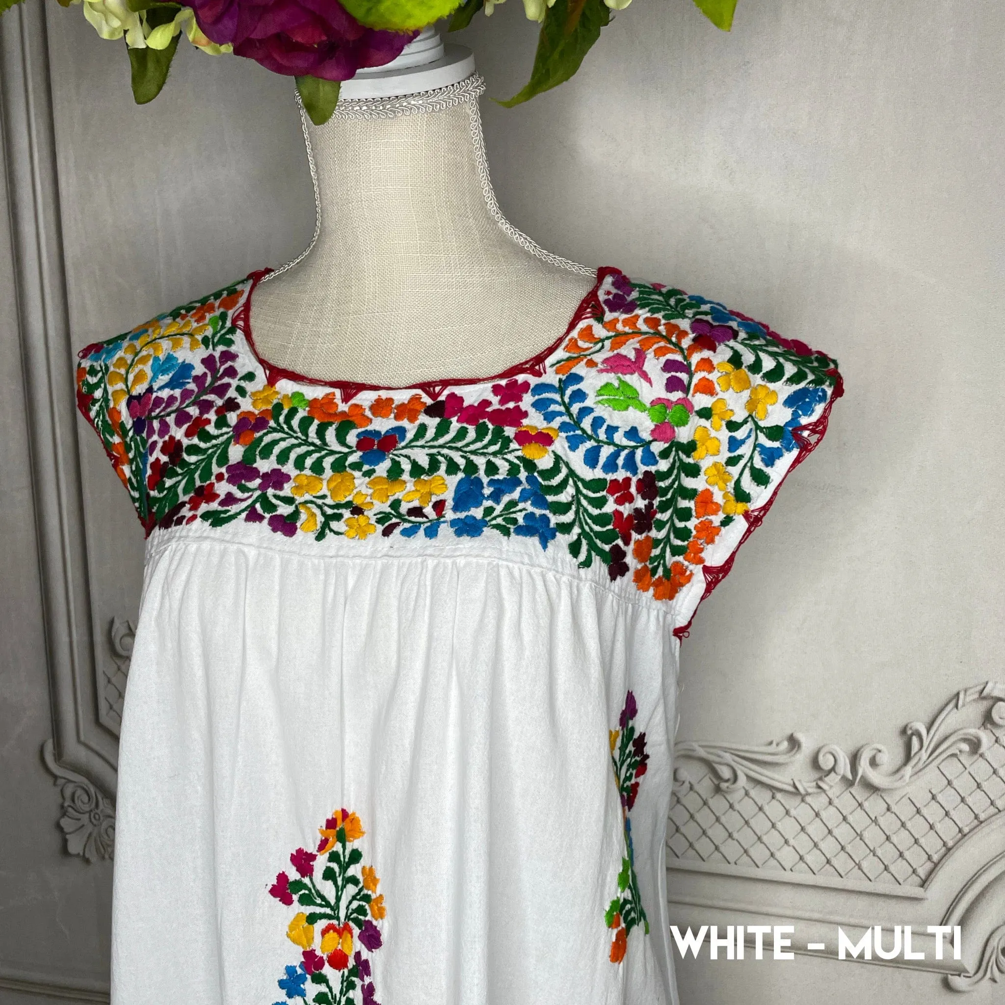 San Antonino Mexican Sleeveless Dress in Manta - Multi