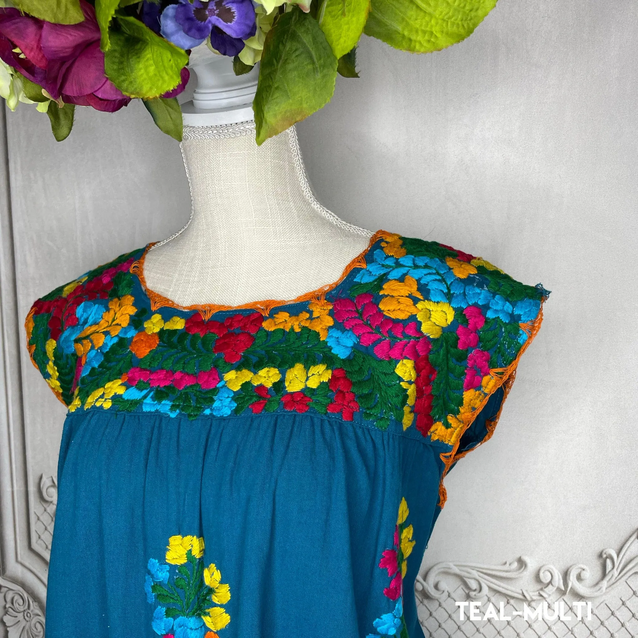 San Antonino Mexican Sleeveless Dress in Manta - Multi