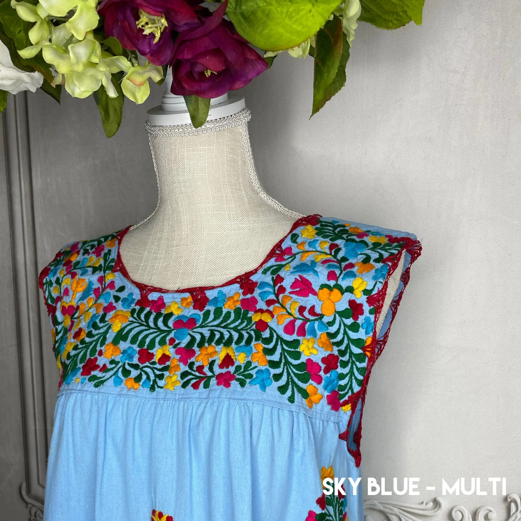 San Antonino Mexican Sleeveless Dress in Manta - Multi