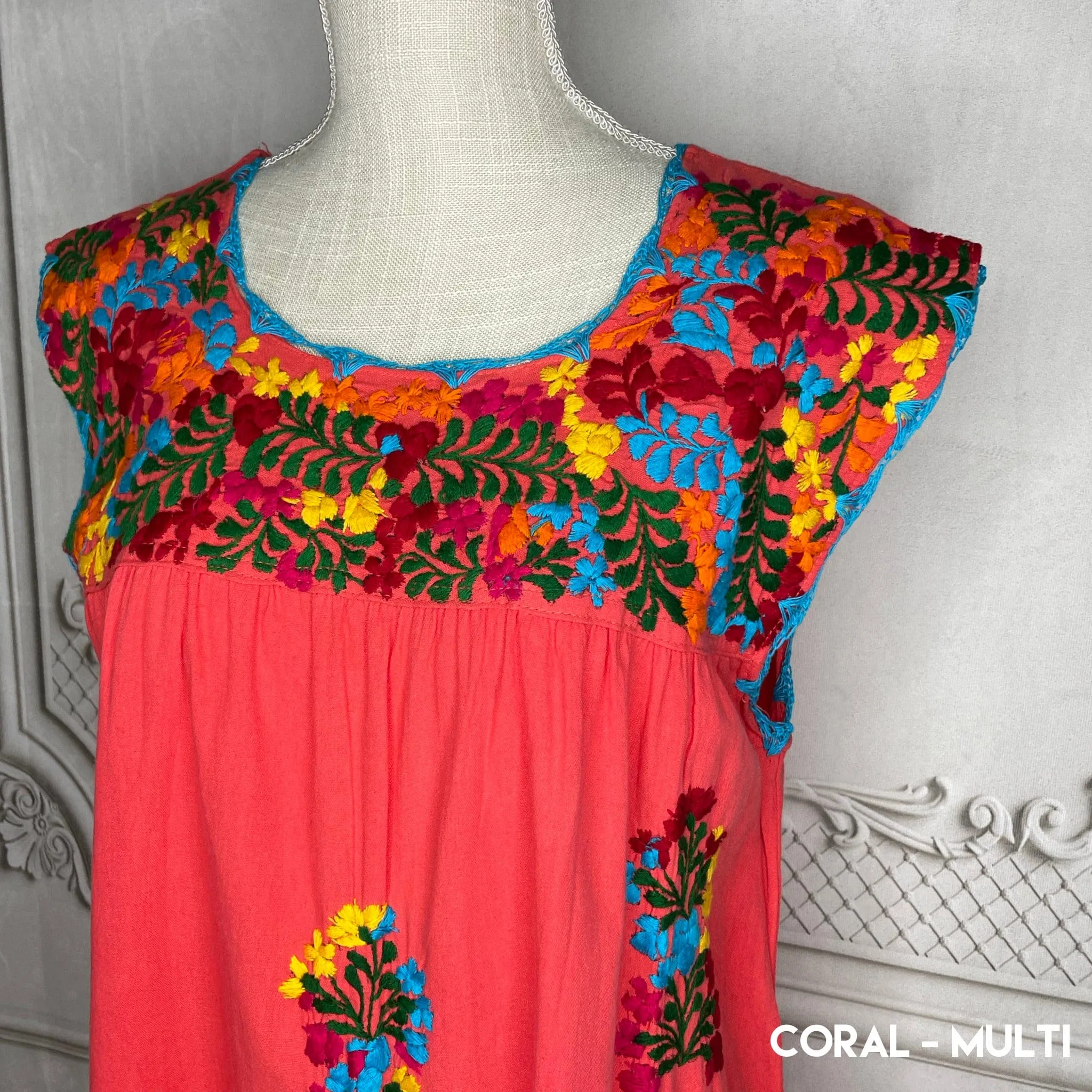 San Antonino Mexican Sleeveless Dress in Manta - Multi