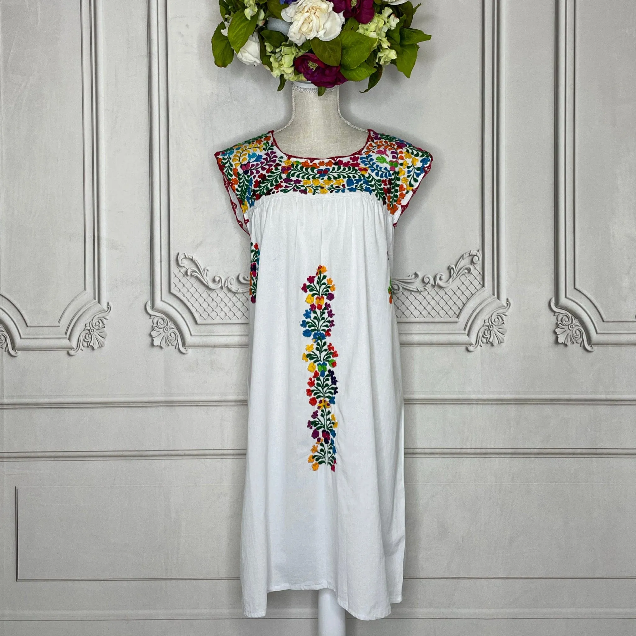 San Antonino Mexican Sleeveless Dress in Manta - Multi