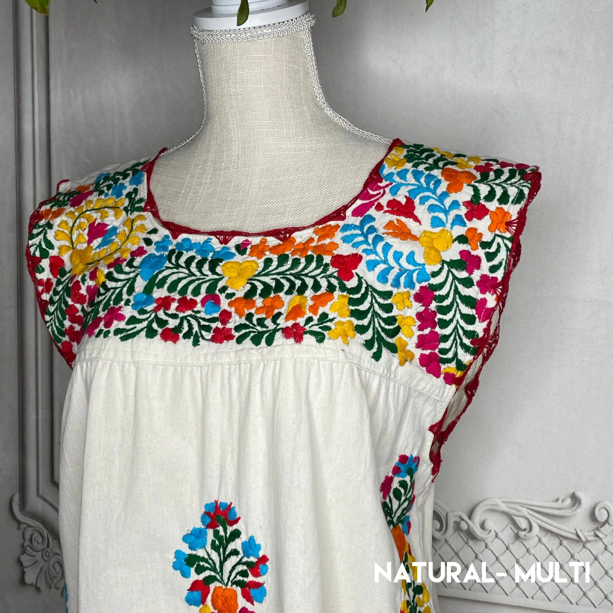 San Antonino Mexican Sleeveless Dress in Manta - Multi