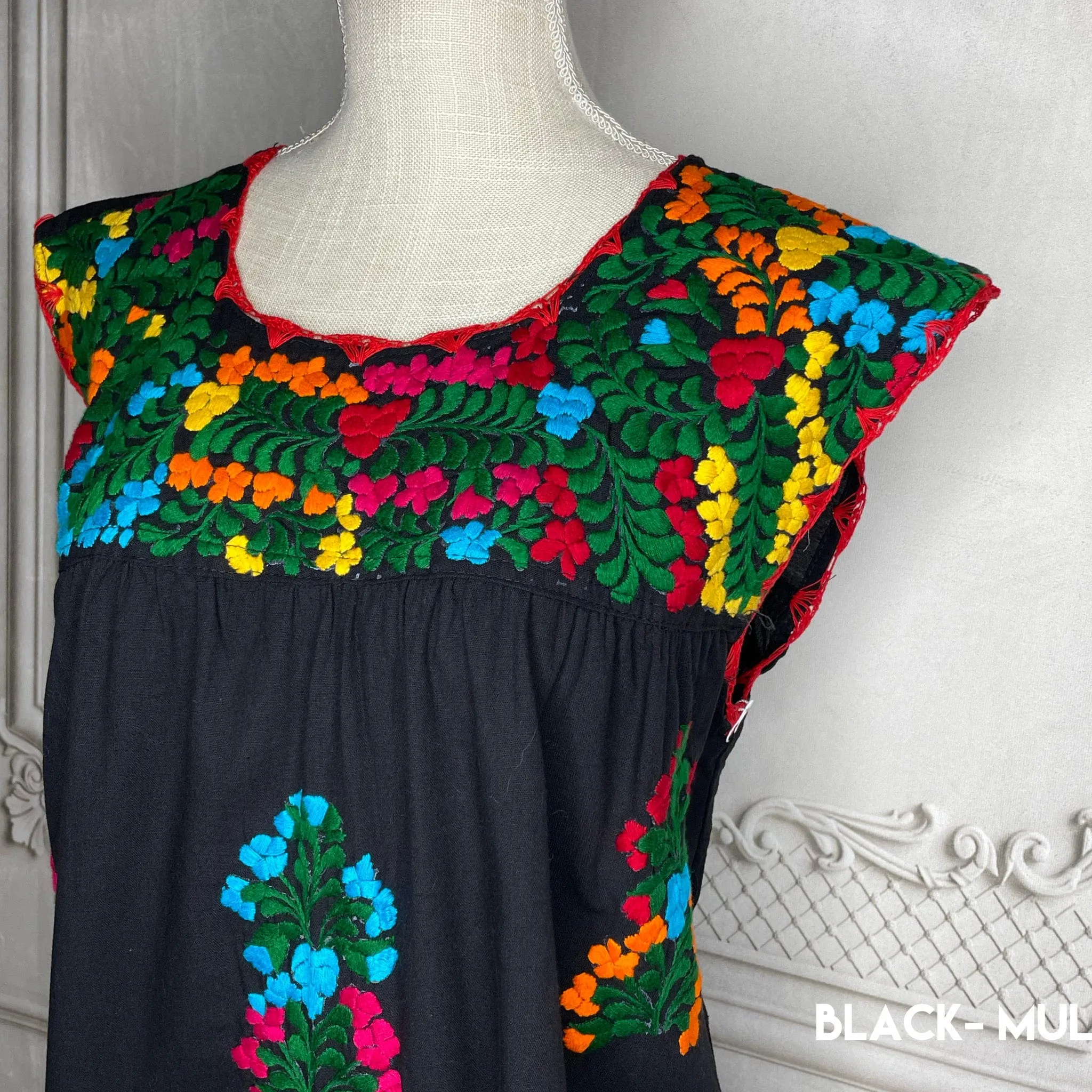 San Antonino Mexican Sleeveless Dress in Manta - Multi