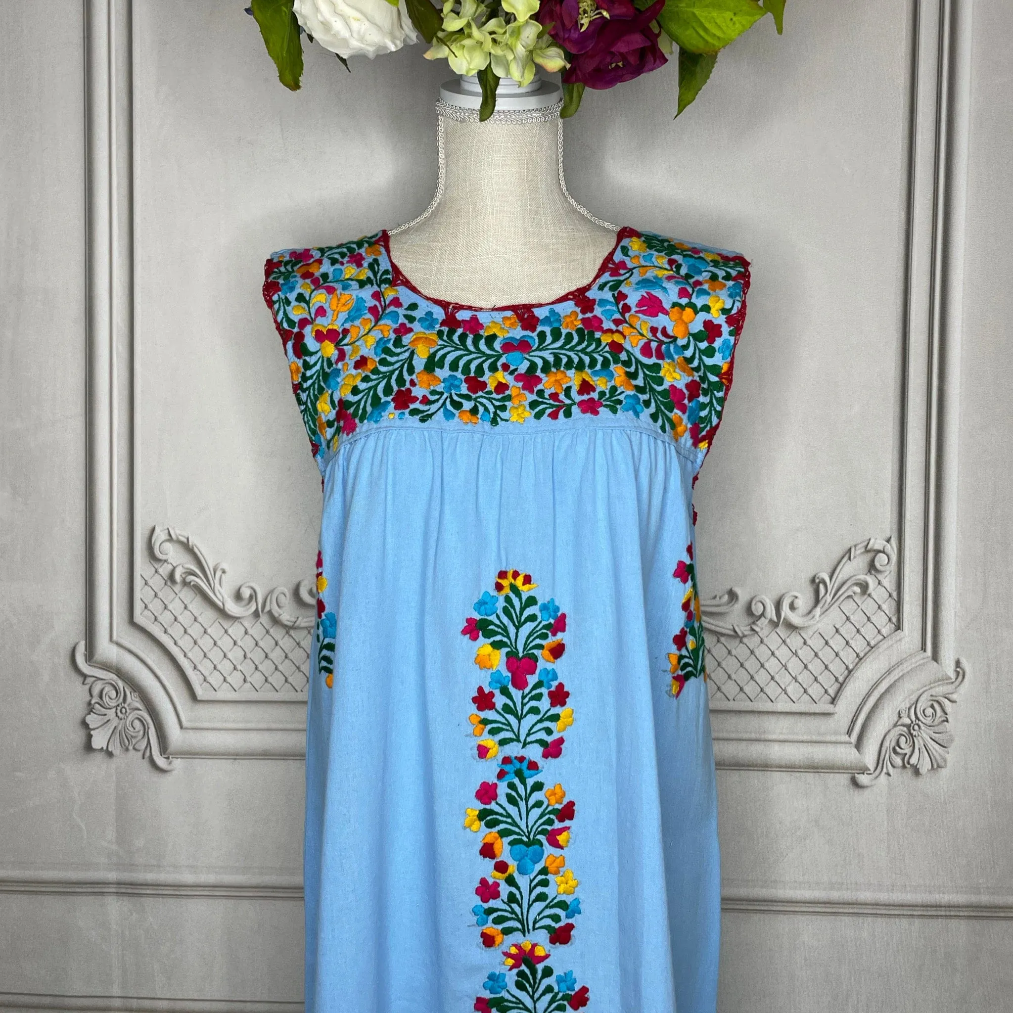 San Antonino Mexican Sleeveless Dress in Manta - Multi