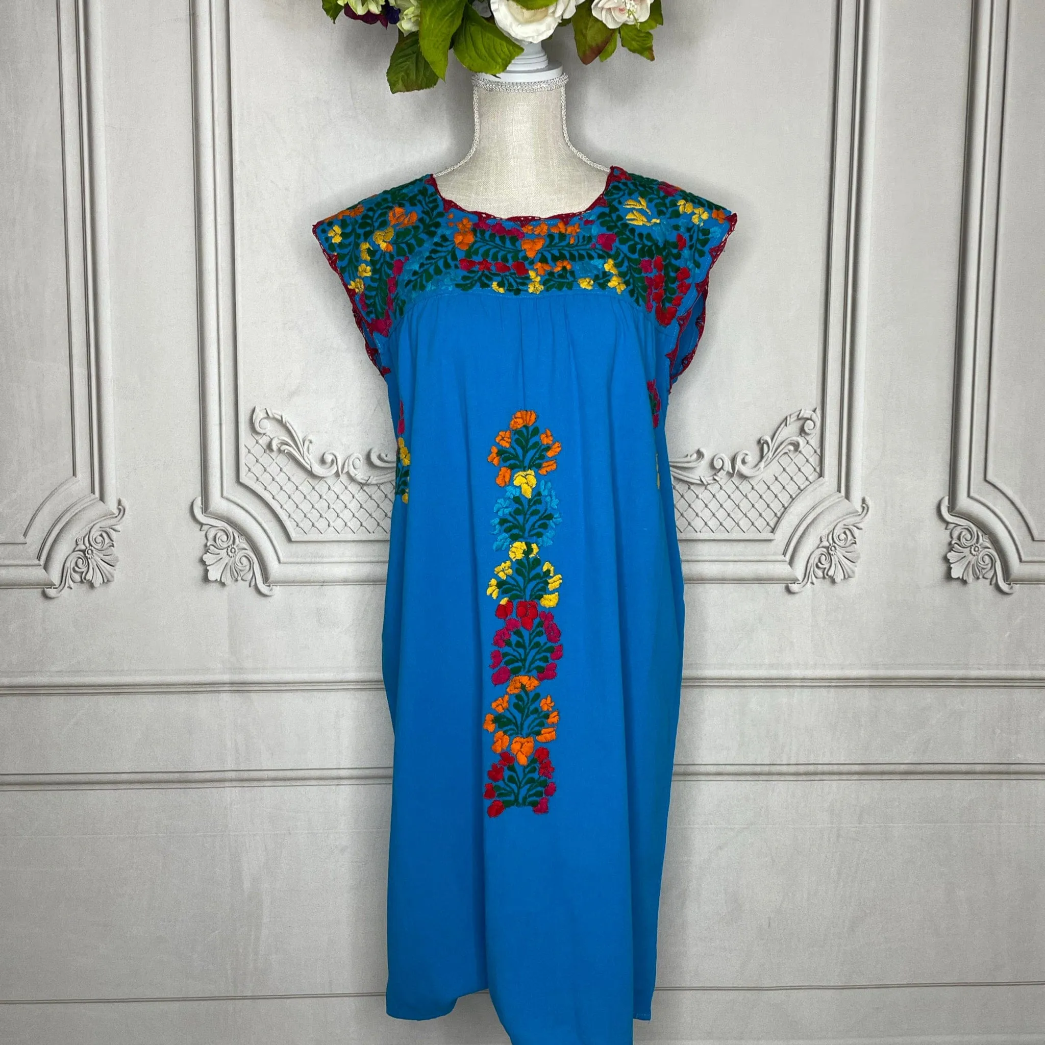 San Antonino Mexican Sleeveless Dress in Manta - Multi