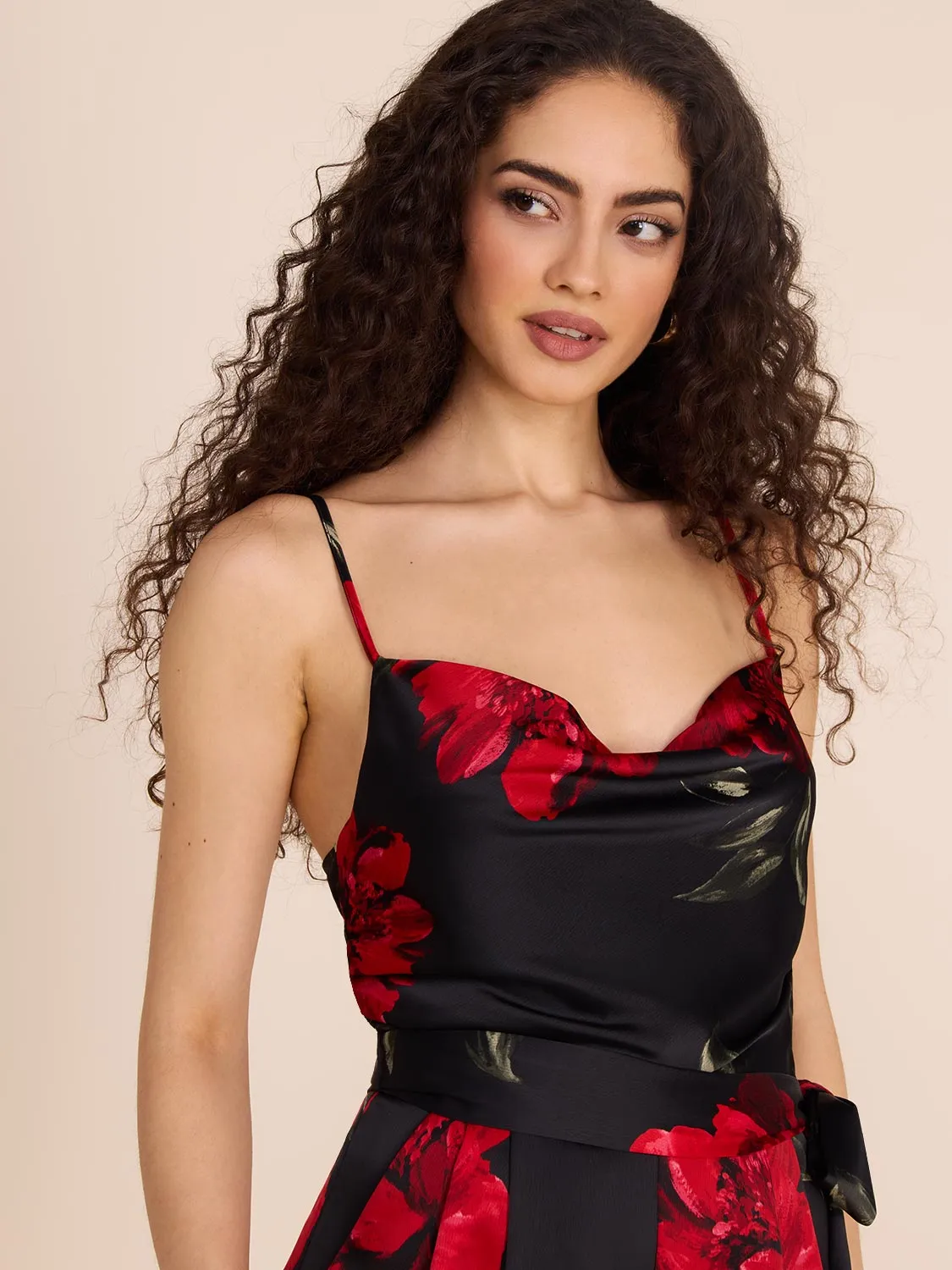 Satin Floral Culotte Jumpsuit