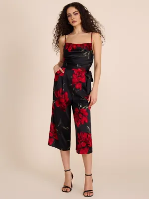 Satin Floral Culotte Jumpsuit