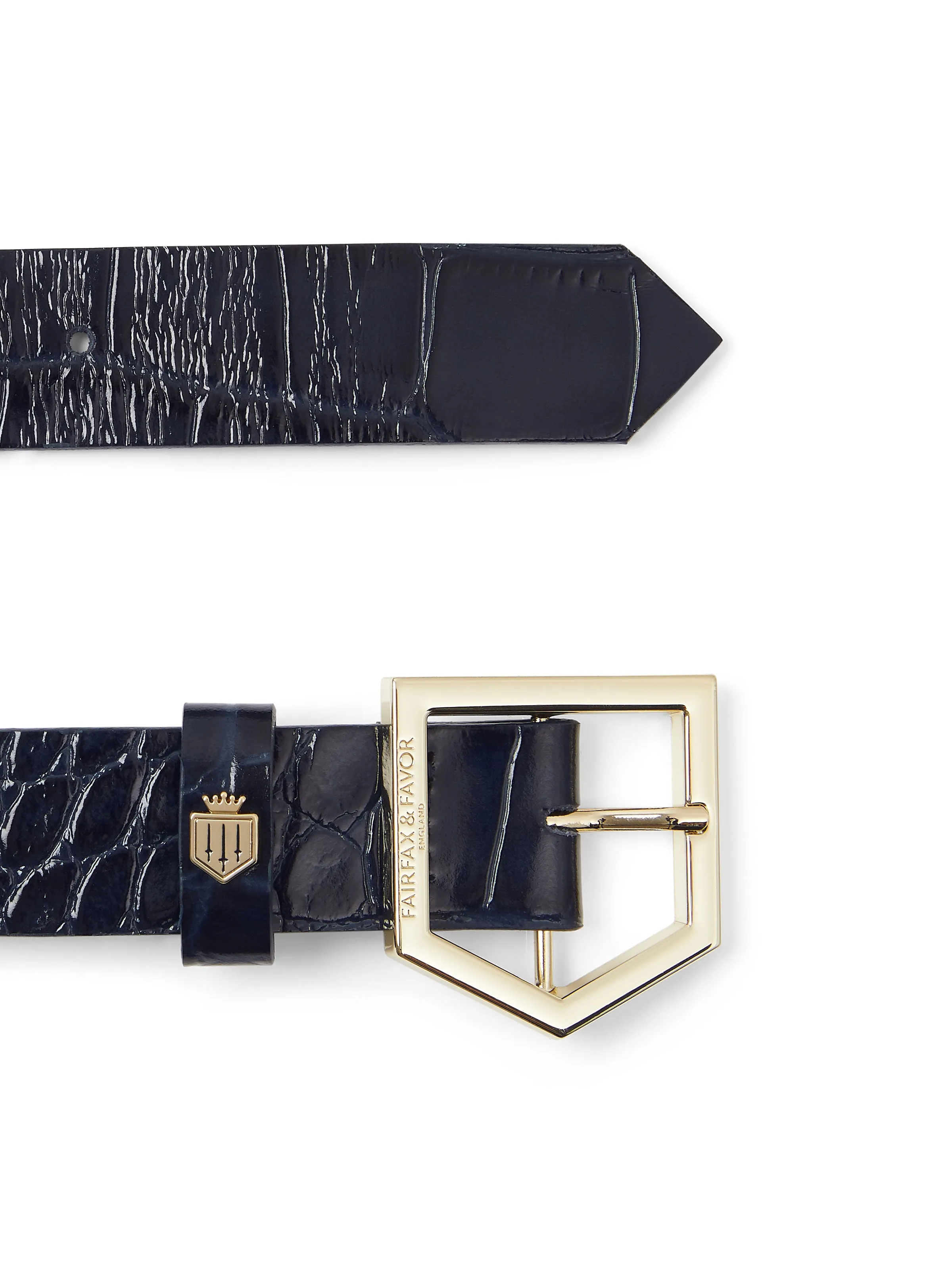Sennowe Belt - High Shine Navy Croc