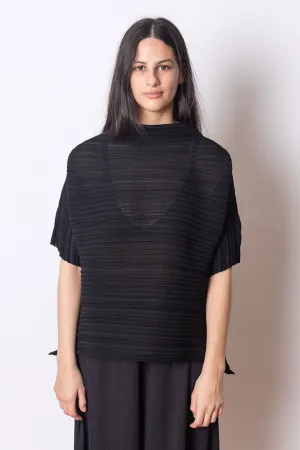 Sheer Bounce Knit Top - Black