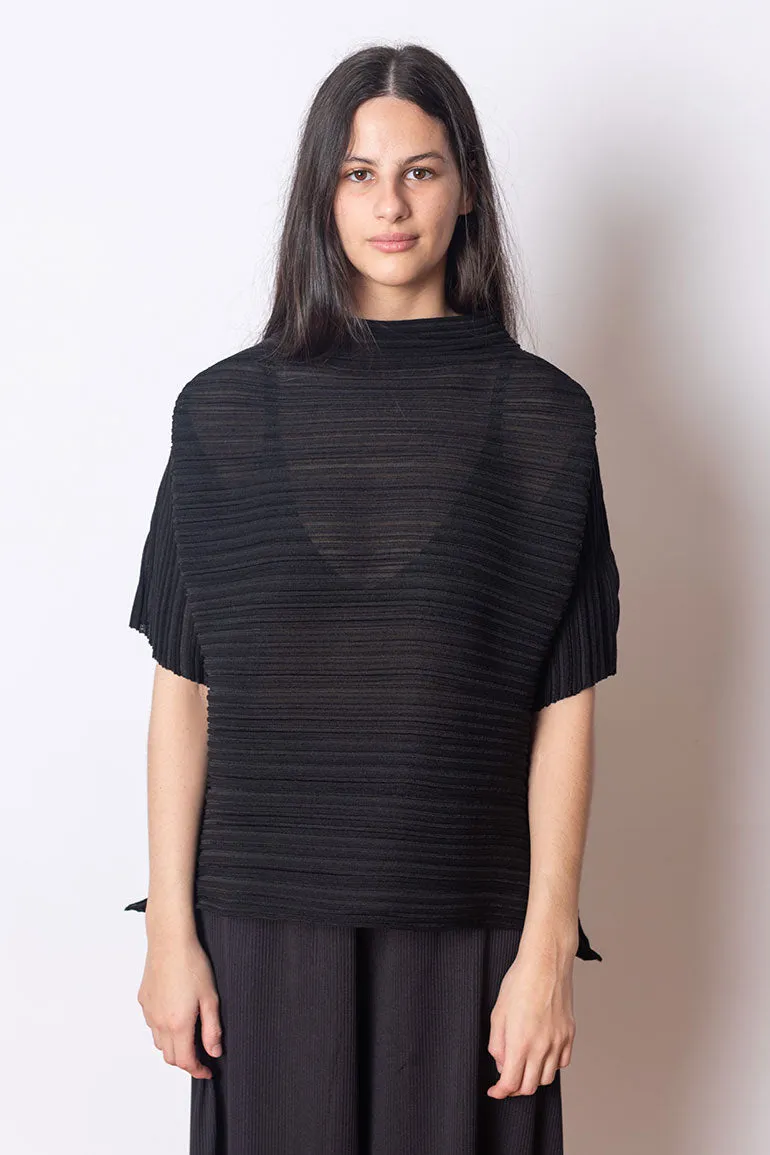Sheer Bounce Knit Top - Black