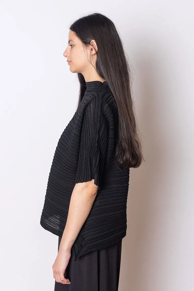 Sheer Bounce Knit Top - Black