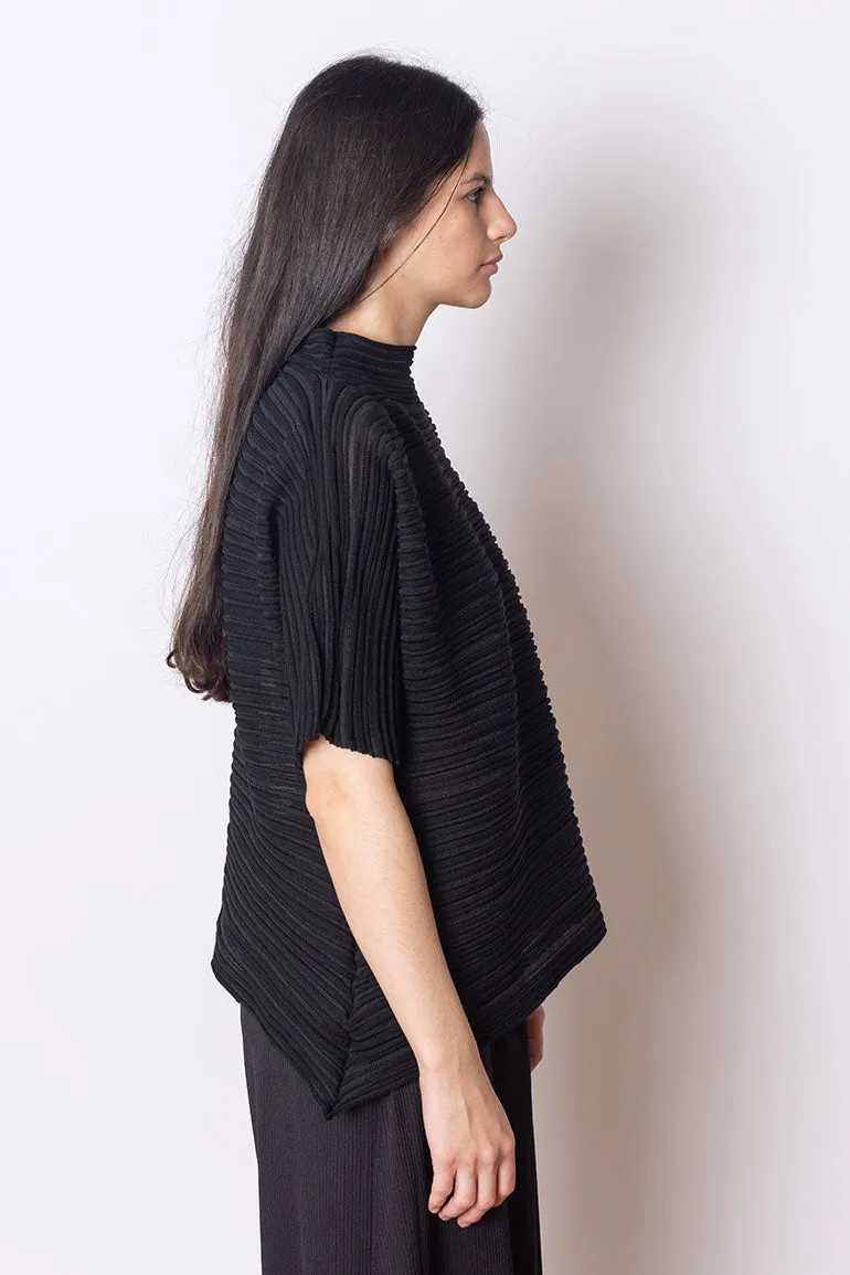 Sheer Bounce Knit Top - Black