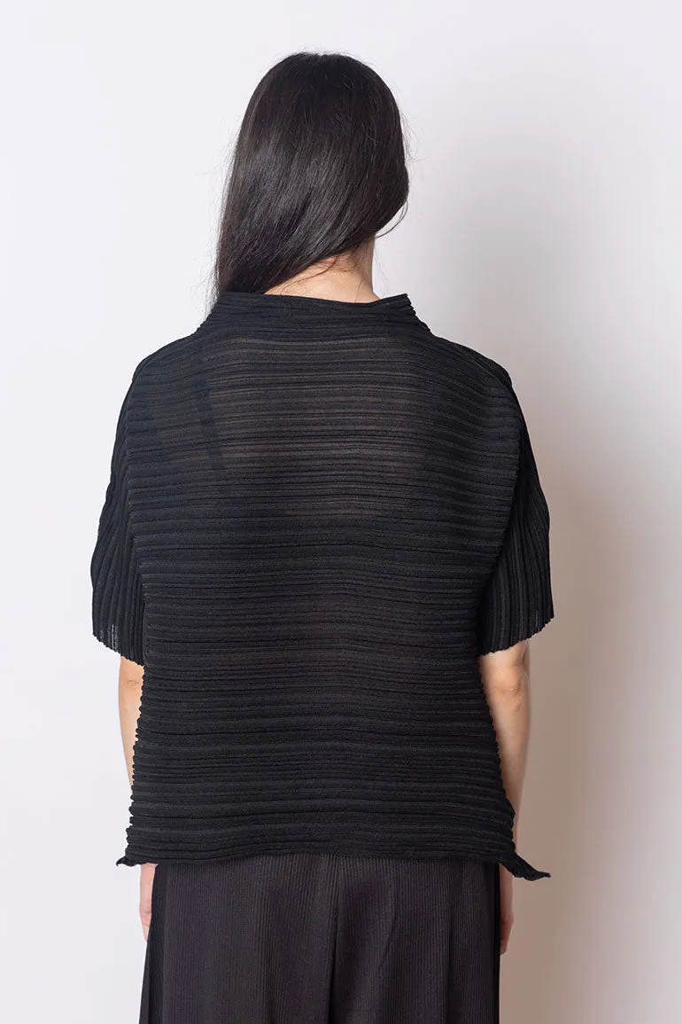 Sheer Bounce Knit Top - Black
