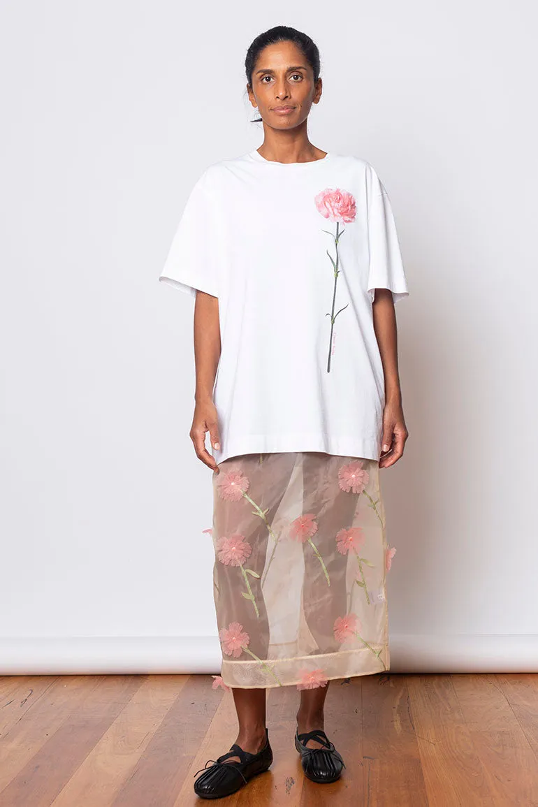 Sheer Organza Pencil Skirt - Nude/Multi