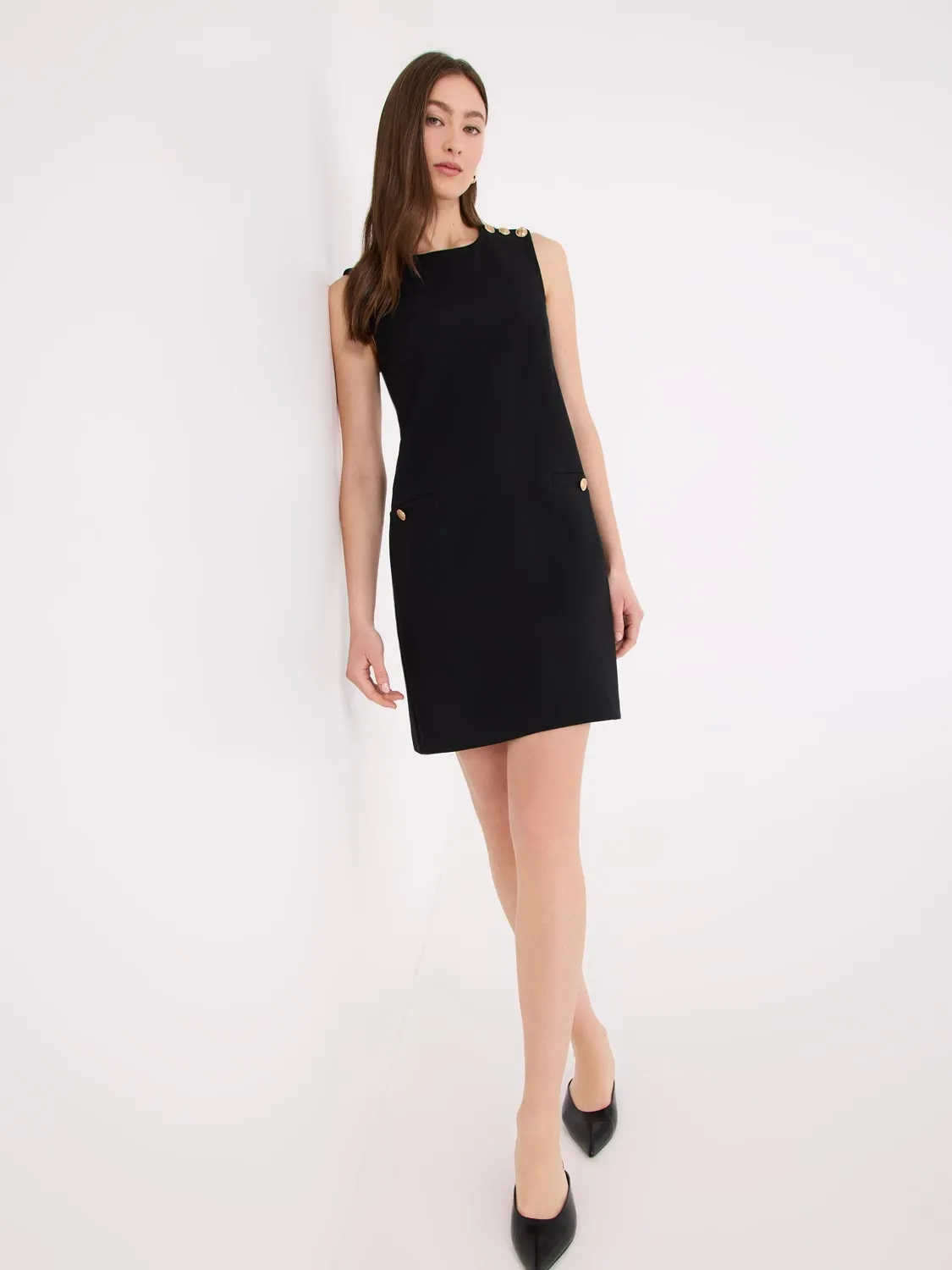Sleeveless Sheath Dress With Button Details