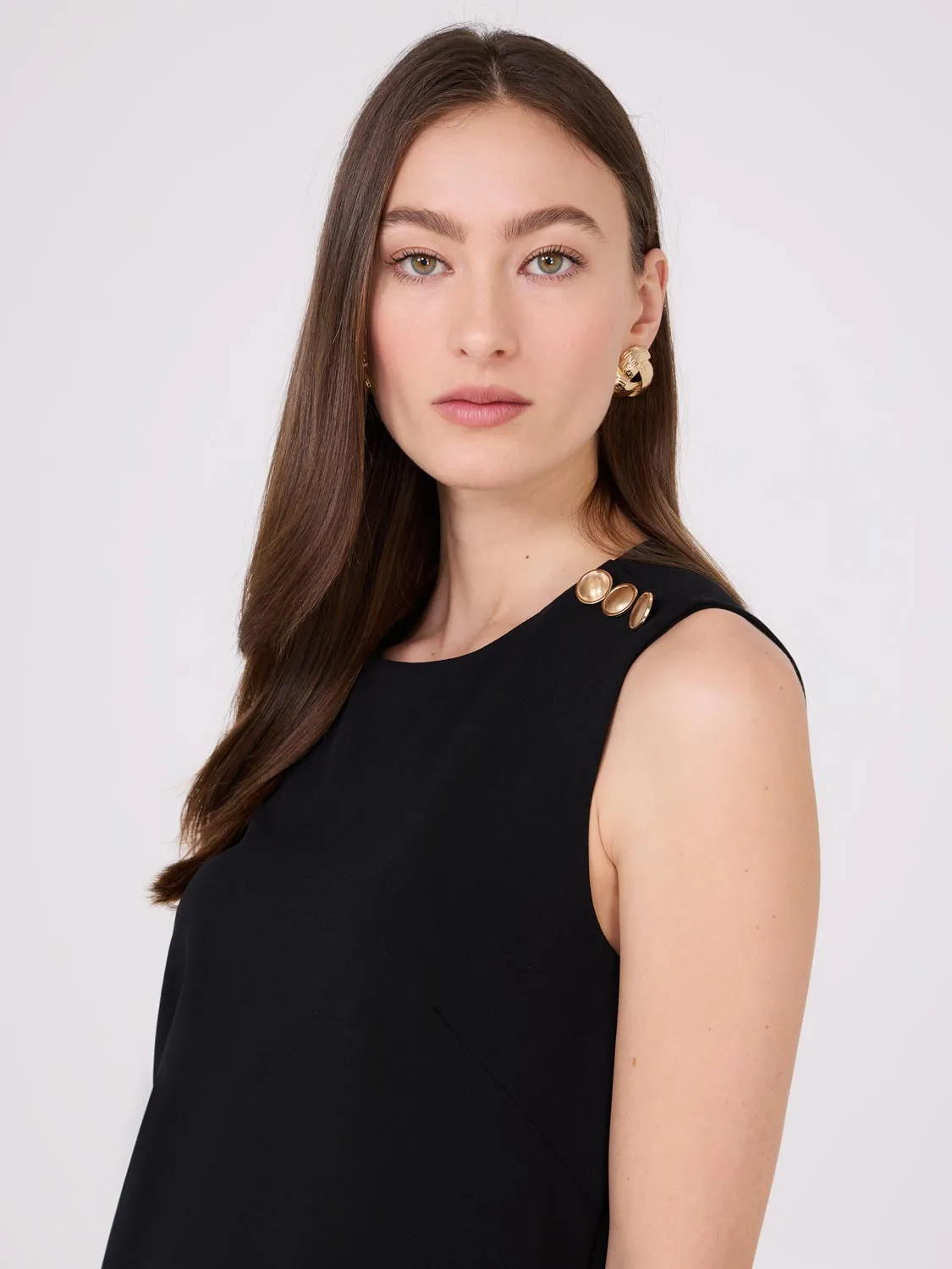 Sleeveless Sheath Dress With Button Details
