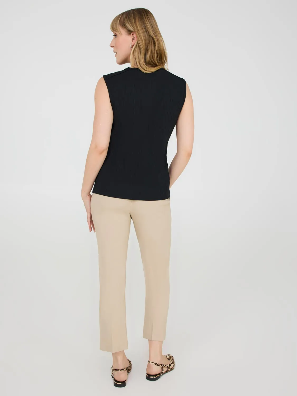 Sleeveless Top With Button Shoulder Details