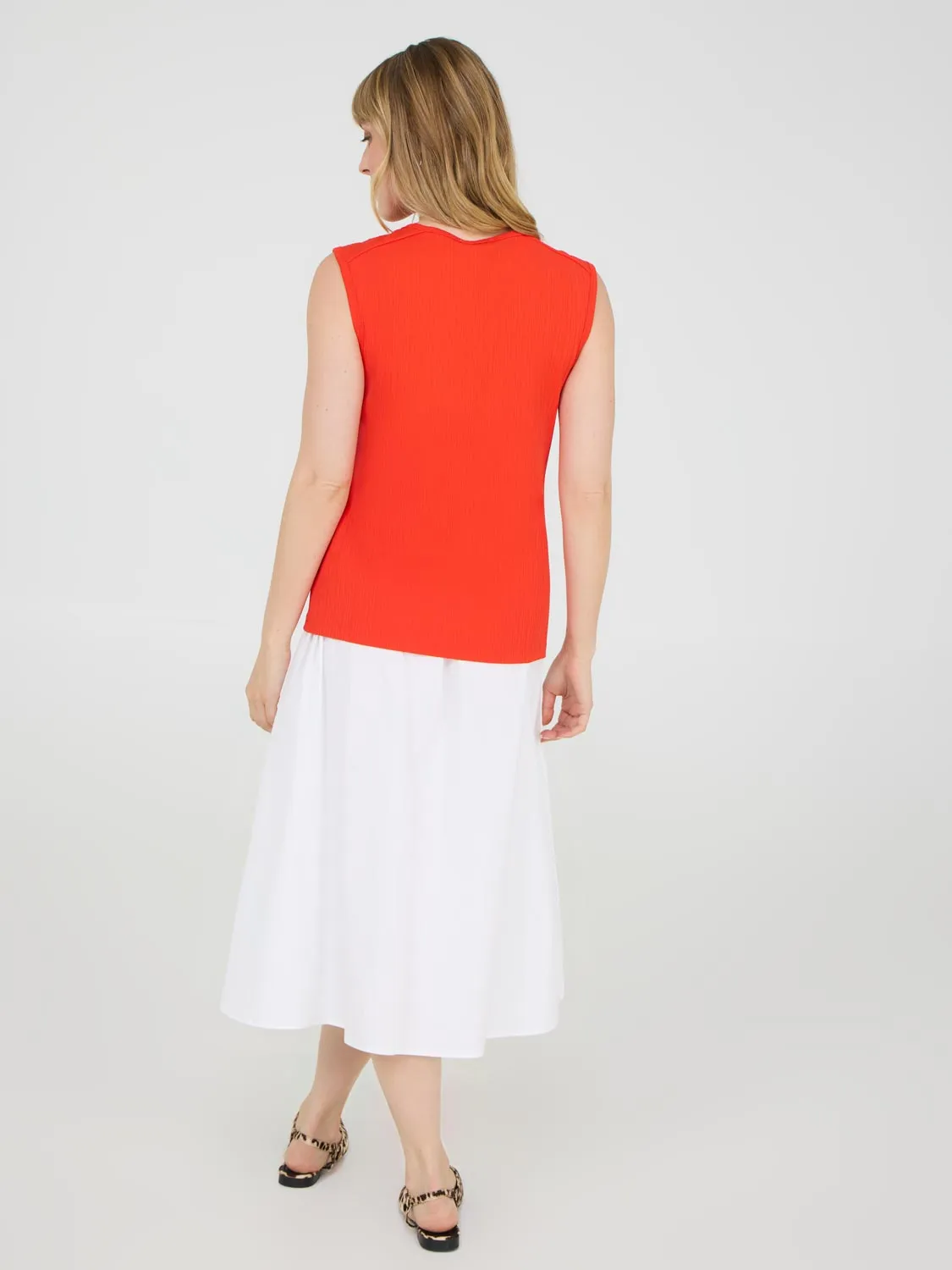 Sleeveless Top With Button Shoulder Details