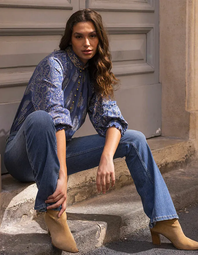 Sofia Blouse Blue Paisley