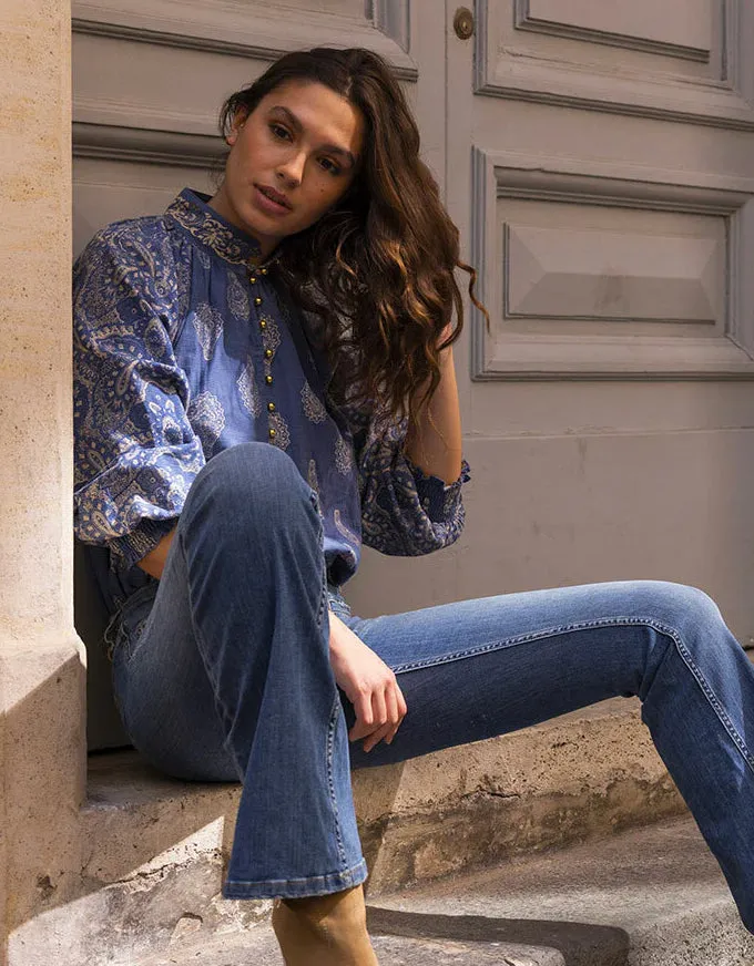 Sofia Blouse Blue Paisley