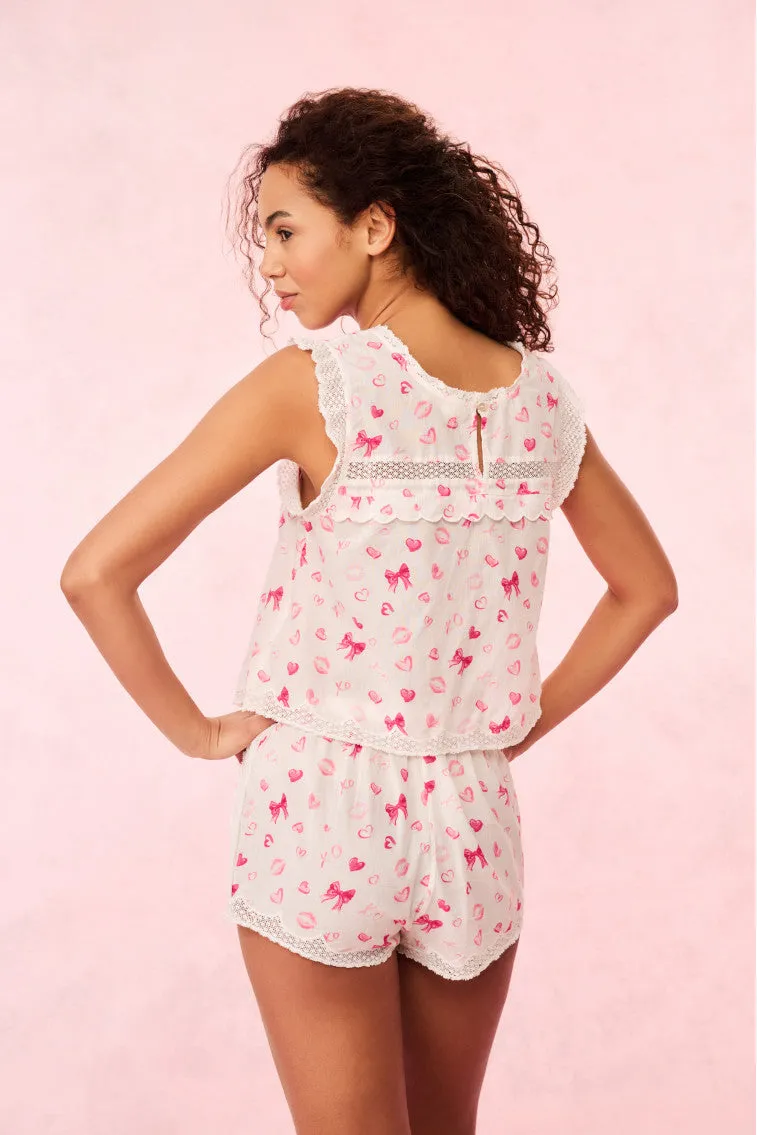 Sprouse Bow & Kiss Print Cotton PJ Set