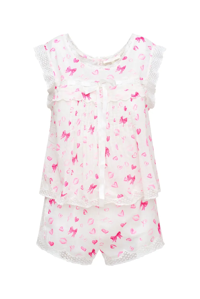 Sprouse Bow & Kiss Print Cotton PJ Set