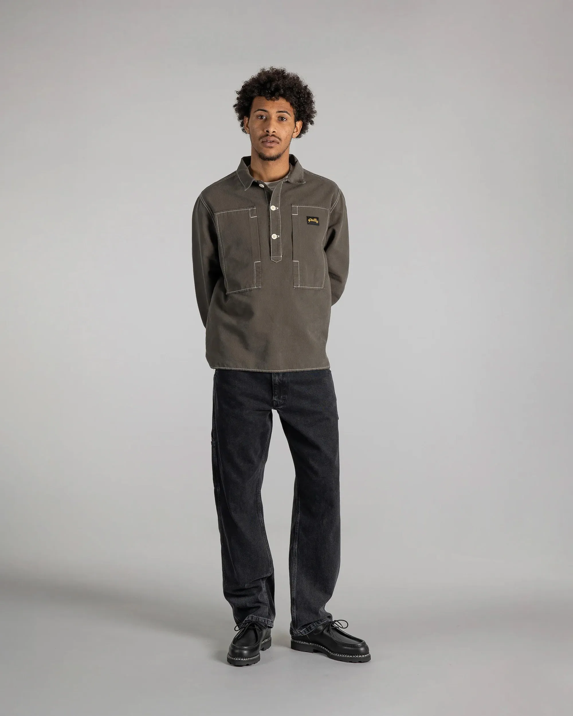 Stan Ray Painters Pop Over Shirt - Washed Black Bedford Cord