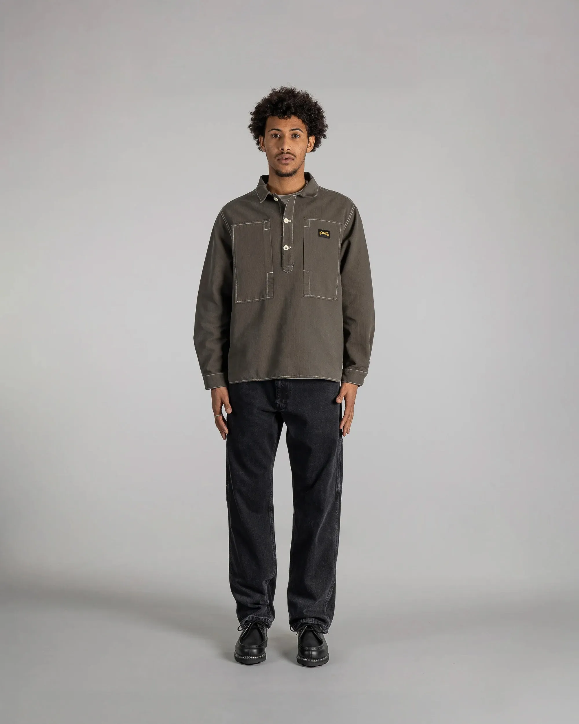 Stan Ray Painters Pop Over Shirt - Washed Black Bedford Cord