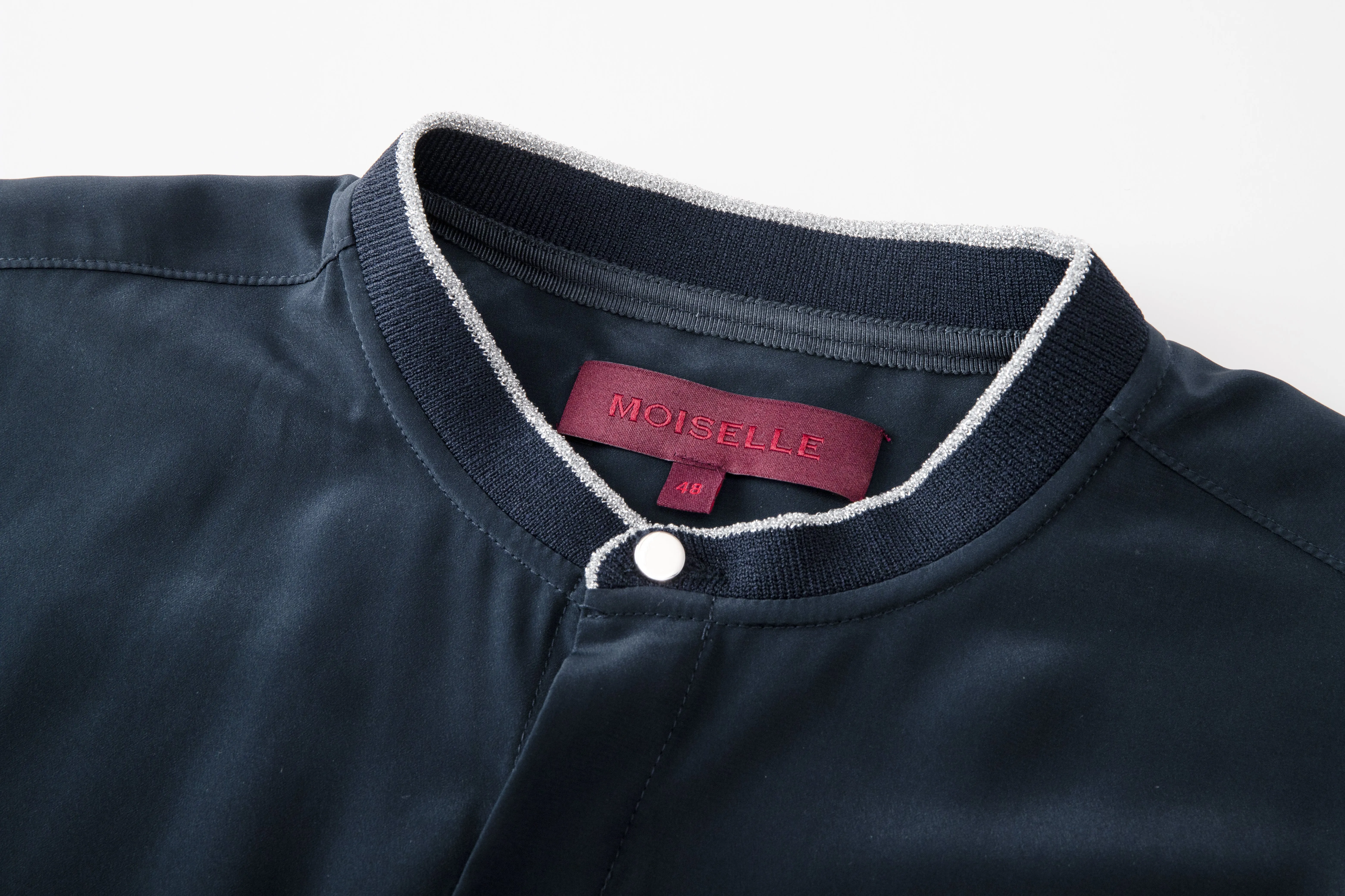 Stand-collar Contrast-trim Chest-pocket Shirt