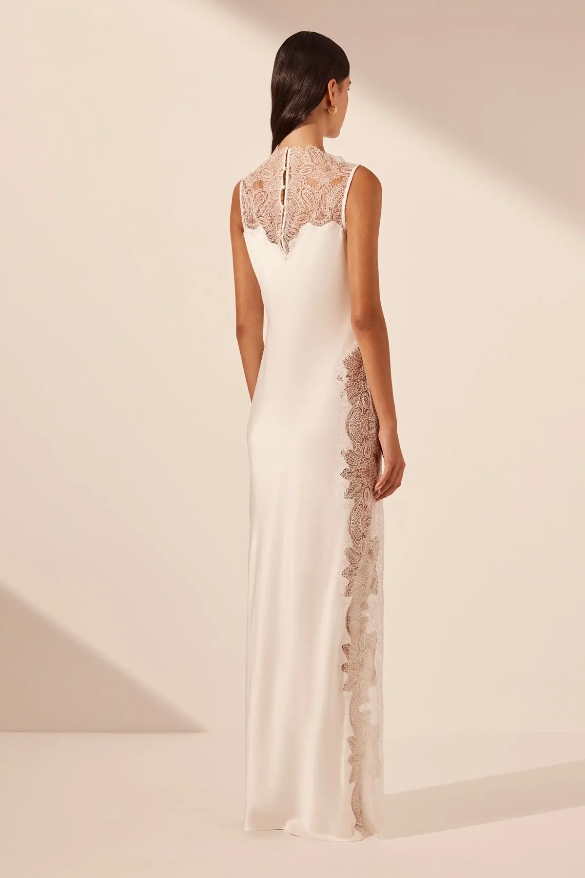 STRATUS LACE HIGH NECK MAXI DRESS - IVORY