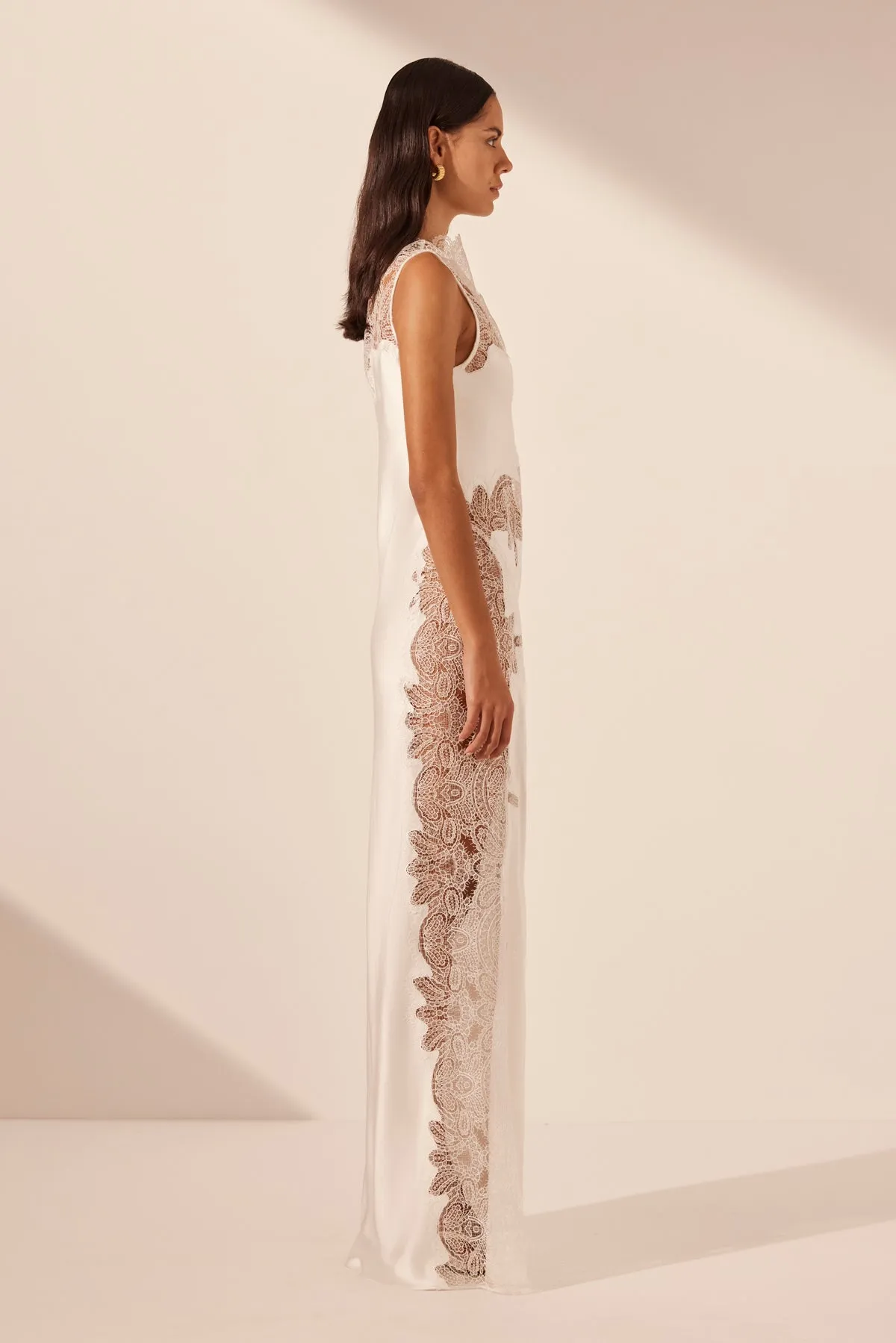 STRATUS LACE HIGH NECK MAXI DRESS - IVORY